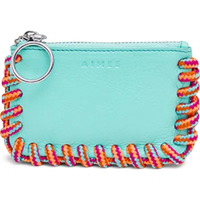 Aimee Cord Trim Zip Pouch In Blue