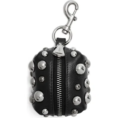 Aimee Cosmic Studded Leather Pouch Bag Charm In Black Cosmic Studs