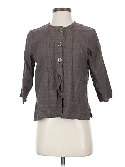 Pre-owned Aimee D. 3/4 Sleeve Button Down Shirt In Gray