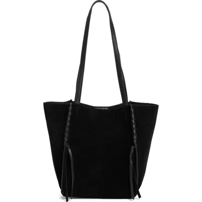 Aimee Edge Mini Suede Tote In Black Suede
