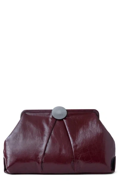 Aimee Extra Large Full Circle Frame Clutch In Wine Crinkle