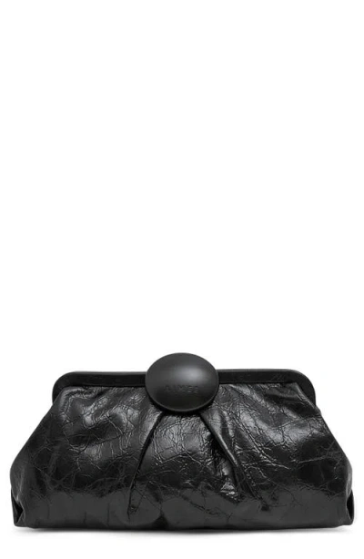 Aimee Full Circle Frame Clutch In Black Crinkle