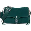 Aimee Great Escape Suede Crossbody Bag In Green