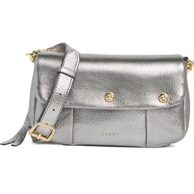 Aimee Kenmare Leather Crossbody Bag In Pewter Metallic