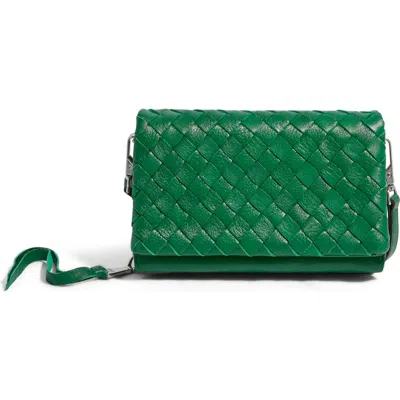 Aimee Kestenberg Bali Leather Wallet Crossbody Bag In Kelly Green Woven
