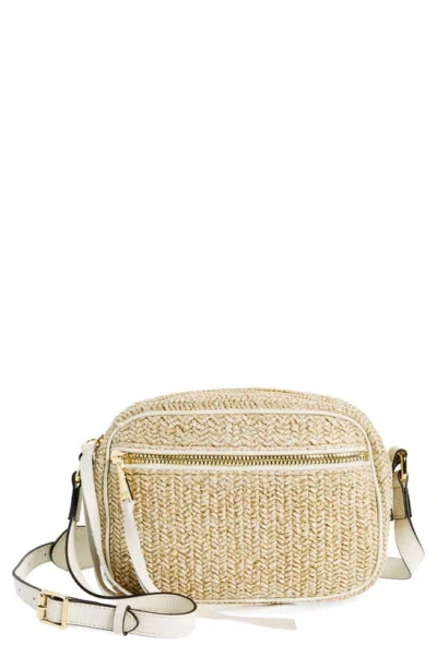 Aimee Kestenberg Berlin Leather Crossbody Bag In Straw W/ Vanilla