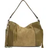 Aimee Kestenberg Convertible Leather Shoulder Bag In Kelp Suede