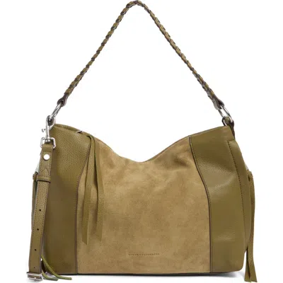Aimee Kestenberg Convertible Leather Shoulder Bag In Kelp Suede
