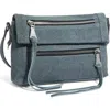 Aimee Kestenberg Crosstown Double Entry Leather Crossbody Bag In Denim Leather