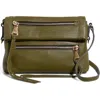 Aimee Kestenberg Crosstown Double Entry Leather Crossbody Bag In Kelp