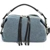 Aimee Kestenberg Dumpling Leather Top Handle Bag In Denim Studded