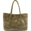 Aimee Kestenberg Embrace Genuine Shearling Tote In Kelp Shearling