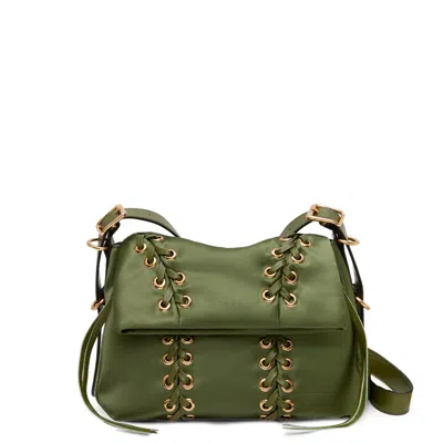 Aimee Kestenberg Lace Up Double Entry Crossbody In Green