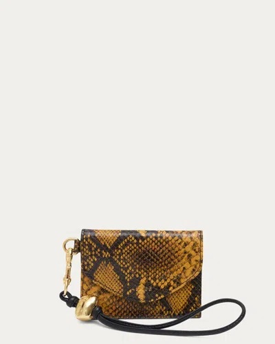Aimee Kestenberg Power Wristlet Card Case In Mustard Snake