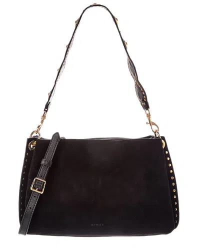 Aimee Kestenberg Roma Double Entry Suede Shoulder Bag In Black