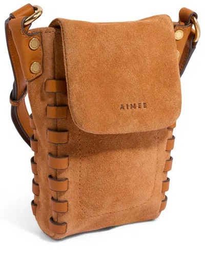 Aimee Kestenberg Zen Phone Leather Crossbody In 222-rustic Caramel Suede