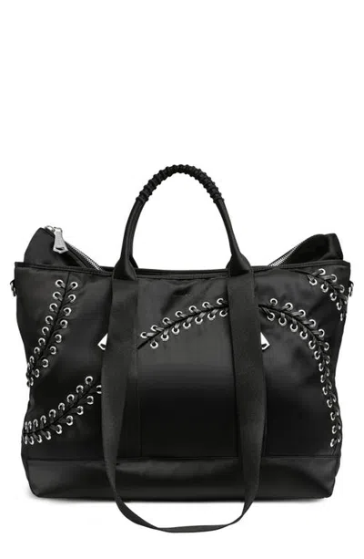 Aimee Lace Up Convertible Tote In Black