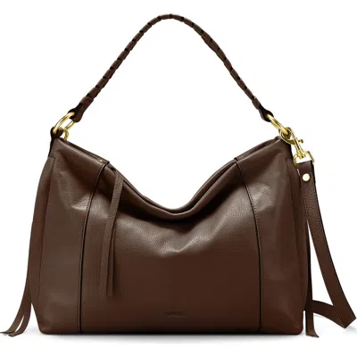 Aimee Laila Convertible Leather Shoulder Bag In Brown