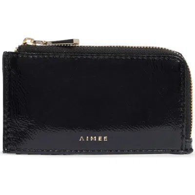 Aimee Metro Zip Card Case In Black Patent