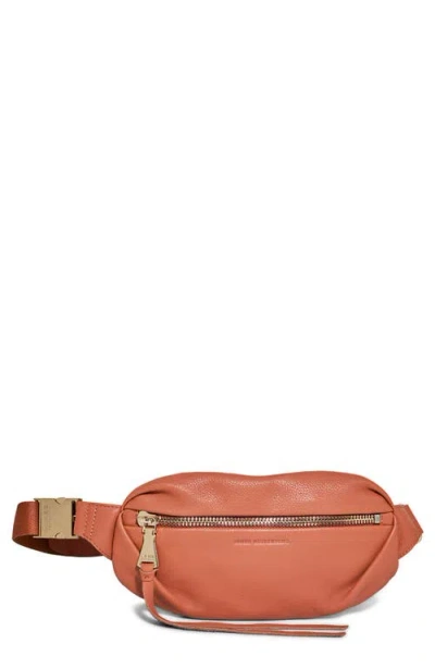Aimee Milan Leather Belt Bag In Orange