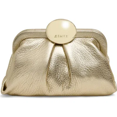 Aimee Mini Full Circle Leather Frame Crossbody Clutch In Gold