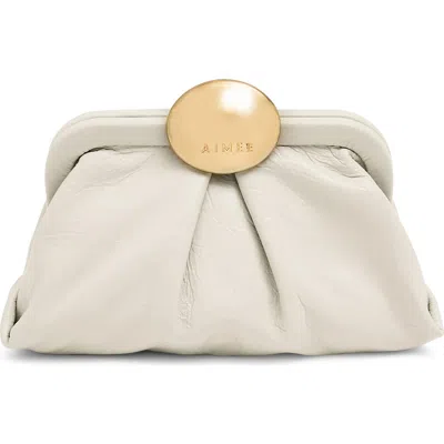 Aimee Mini Full Circle Leather Frame Crossbody Clutch In White