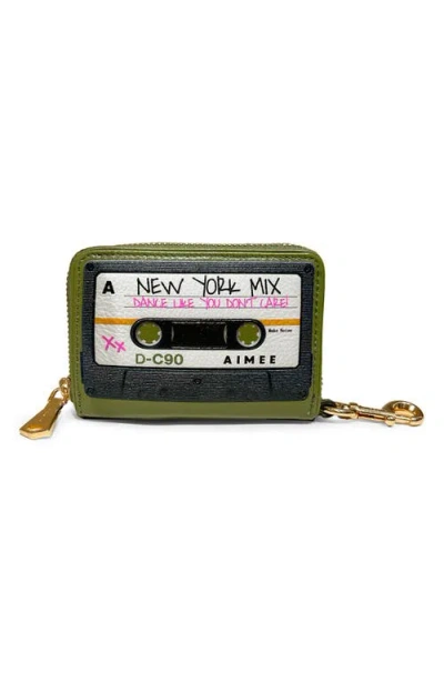 Aimee Mix Tape Leather Bag Charm Wallet In Green
