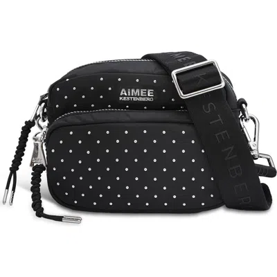 Aimee Nylon Camera Crossbody Bag In Black Studded