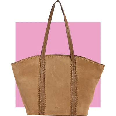 Aimee Paradise Leather Tote In Coffee Suede