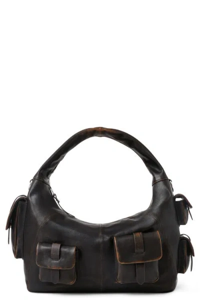 Aimee Rebel Leather Shoulder Bag In Black