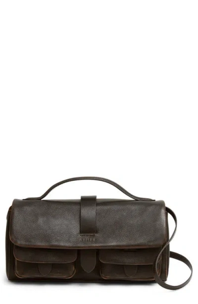 Aimee Rebel Snake Embossed Leather Crossbody Bag In Brown