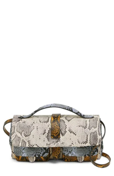 Aimee Rebel Snake Embossed Leather Crossbody Bag In Gray