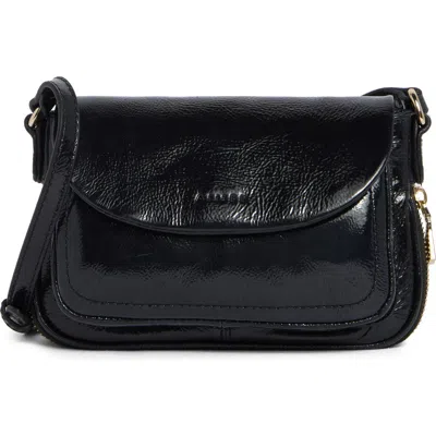Aimee Ripley Leather Mini Crossbody In Black Crinkle Patent