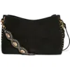 Aimee Roma Suede Shoulder Bag In Black