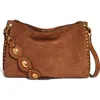 Aimee Roma Suede Shoulder Bag In Brown
