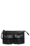 Aimee Saddle Up Leather Wristlet In Black