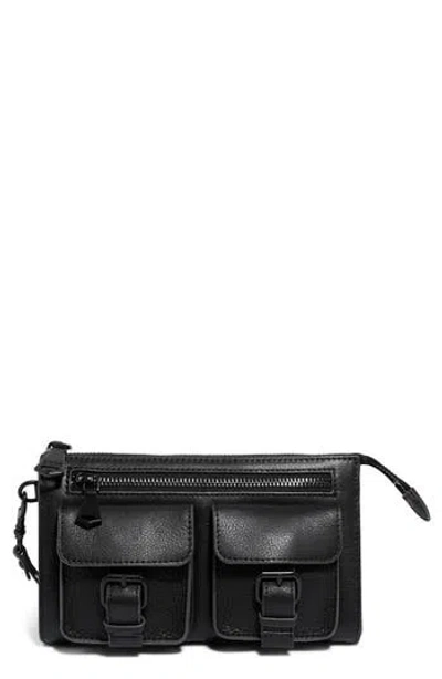 Aimee Saddle Up Leather Wristlet In Black