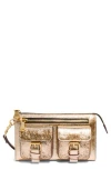 Aimee Saddle Up Leather Wristlet In Gold
