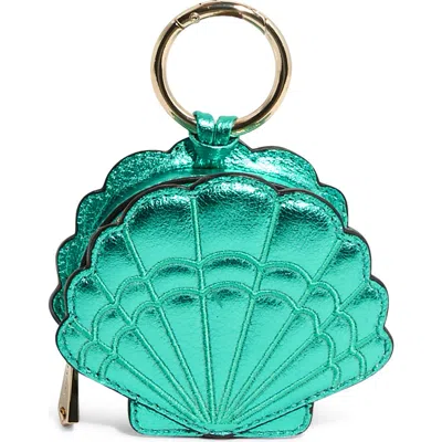 Aimee Seashell Metallic Leather Bag Charm In Green