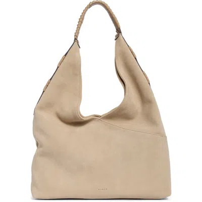 Aimee Stardust Leather Hobo Bag In Oat Suede