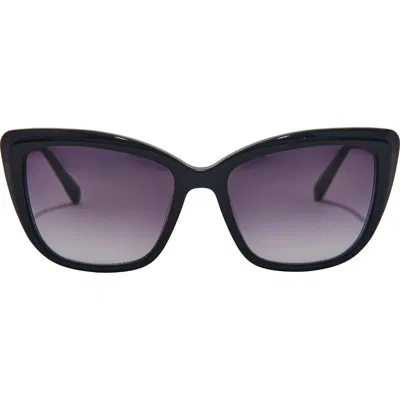 Aimee Stud Styler 56mm Gradient Cat Eye Sunglasses In Black