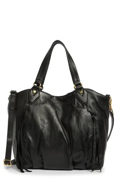 Aimee Unsubscribed Convertible Leather Shopper In Black