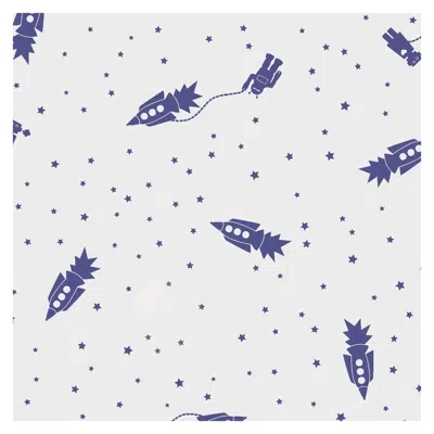 Pre-owned Aimee Wilder Astrobots Screen Printed Wallpaper In Color Grape 'violet Purple On Pale Gray'