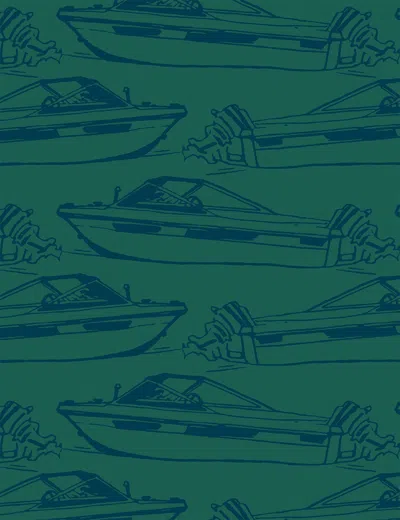 Pre-owned Aimee Wilder Boating Wallpaper Emerald And Navy, Aato In Green