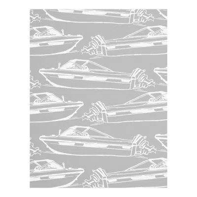 Pre-owned Aimee Wilder Boating Wallpaper Grey And White, Heather In Gray