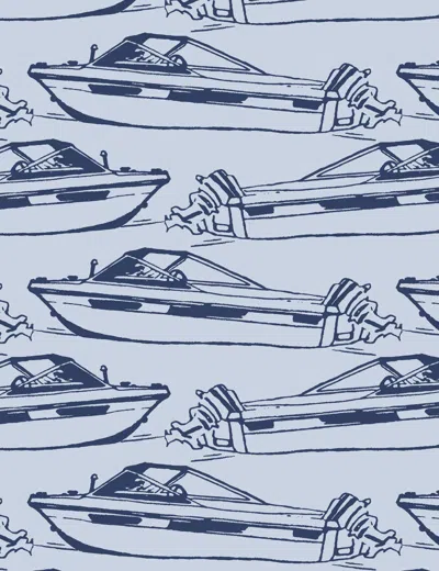 Pre-owned Aimee Wilder Boating Wallpaper Navy And Periwinkle, Lune In Blue