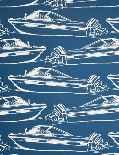 Pre-owned Aimee Wilder Boating Wallpaper Steel Blue And White, Marina