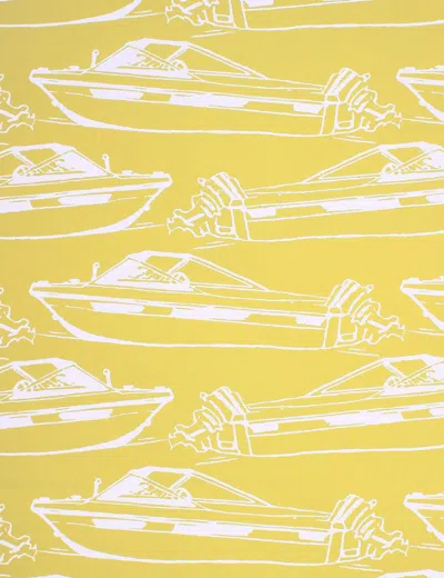 Pre-owned Aimee Wilder Boating Wallpaper Yellow And White, Raincoat