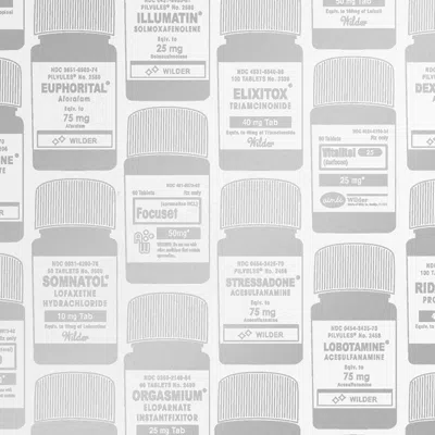 Pre-owned Aimee Wilder Brain Candy Designer Wallpaper In Glimmer 'metallic Silver On Soft White'