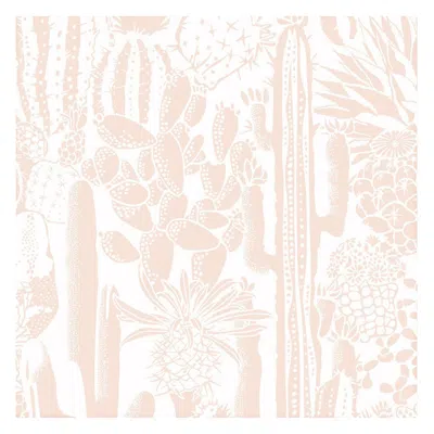 Pre-owned Aimee Wilder Cactus Spirit Designer Wallpaper In Fuzz 'champagne Pink And White'